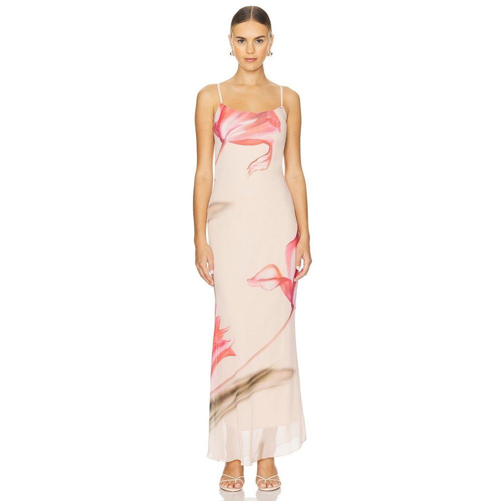 Like new Musier Paris Avina Dress in Nude With Rose Print pink floral maxi - Picture 5 of 14